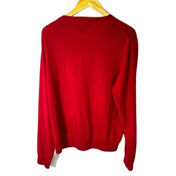 Cezani Men's Red 100% Cashmere V-Neck Long Sleeve Sweater Size L - Picture 6 of 11